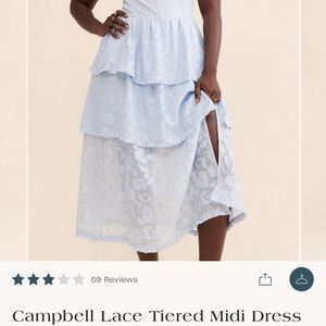 4SI3NNA Lace Tiered Midi Dress in Light Blue